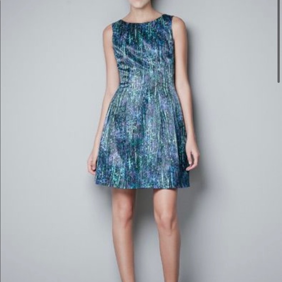 Zara Blue Fit & Flare Cocktail Dress – Size S - Picture 2 of 14